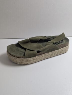 Mango Olive Green Platform Espadrille Sandals
